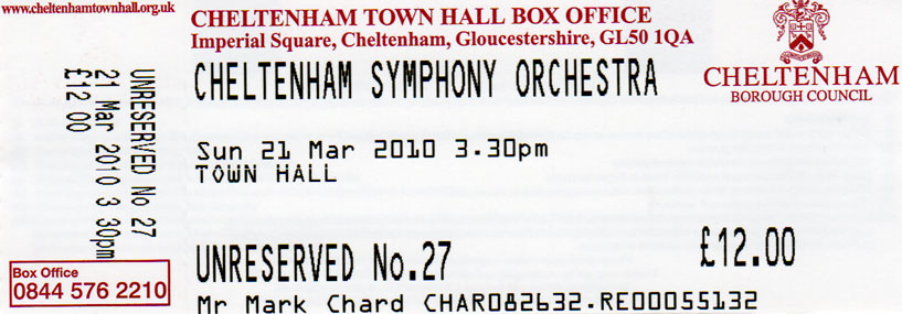 CHELTENHAM SYMPHONY ORCHESTRA Ticket